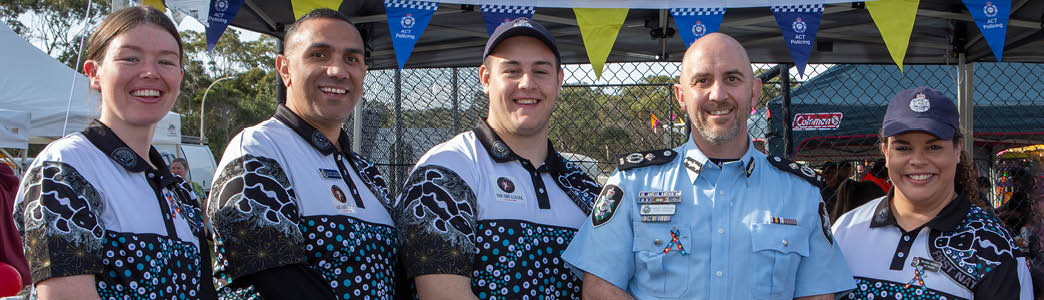 ACT Policing First Nations Liaison Officers with and officer in uniform  