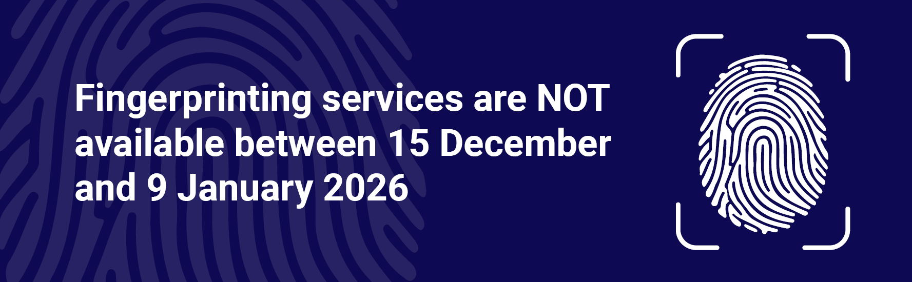 Picture of fingerprint with closing hours at Christmas